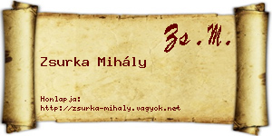 Zsurka Mihály névjegykártya